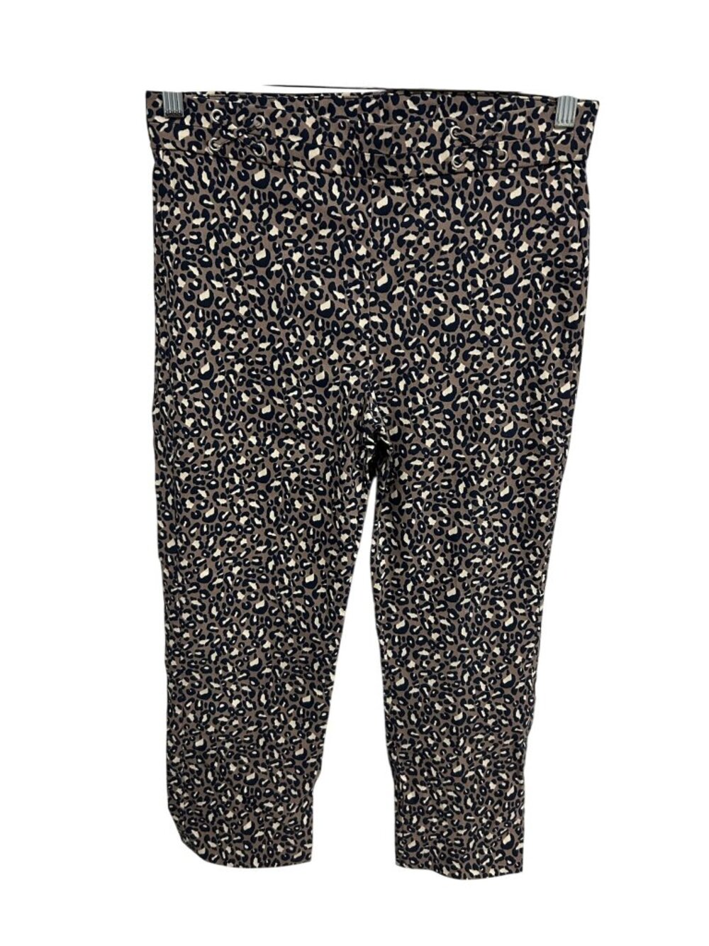 Rafaella Brown Leopard Print Cropped Stretchy Pants Size 8 Preppy Chic